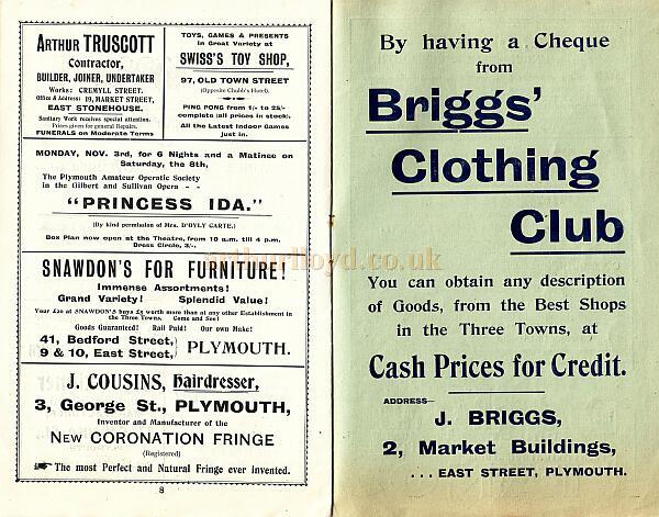 A Programme for 'The Messenger Boy' at The Theatre Royal Plymouth in the late 1800s.