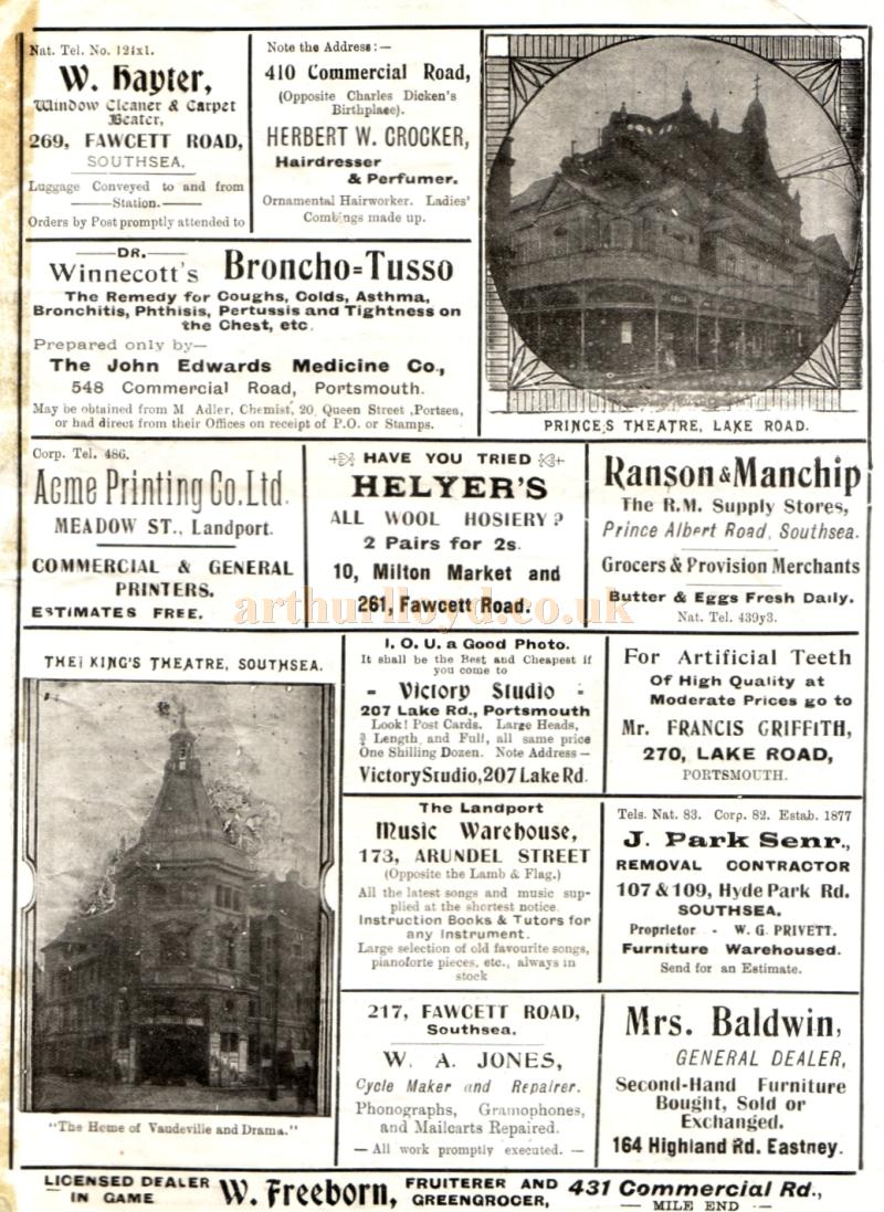 A programme for the pantomime 'Sleeping Beauty' at the present Theatre Royal, Portsmouth for Christmas 1909 / 1910