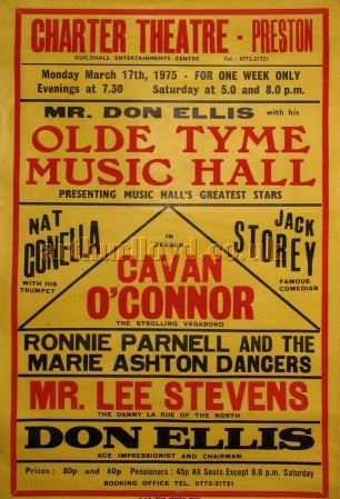 An 'Old Tyme Music Hall' Poster for the Charter Theatre, Preston in March 1975 - Courtesy D Stevens, Horseheads, NY.