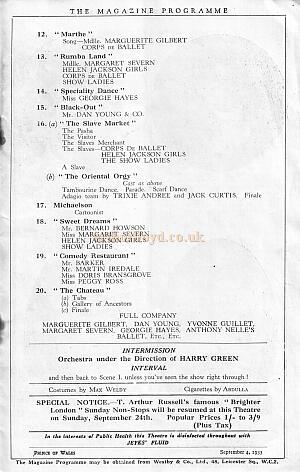 Programme for 'Folies Bergere - Paris Fantaisie' at the Prince of Wales Theatre - 1933