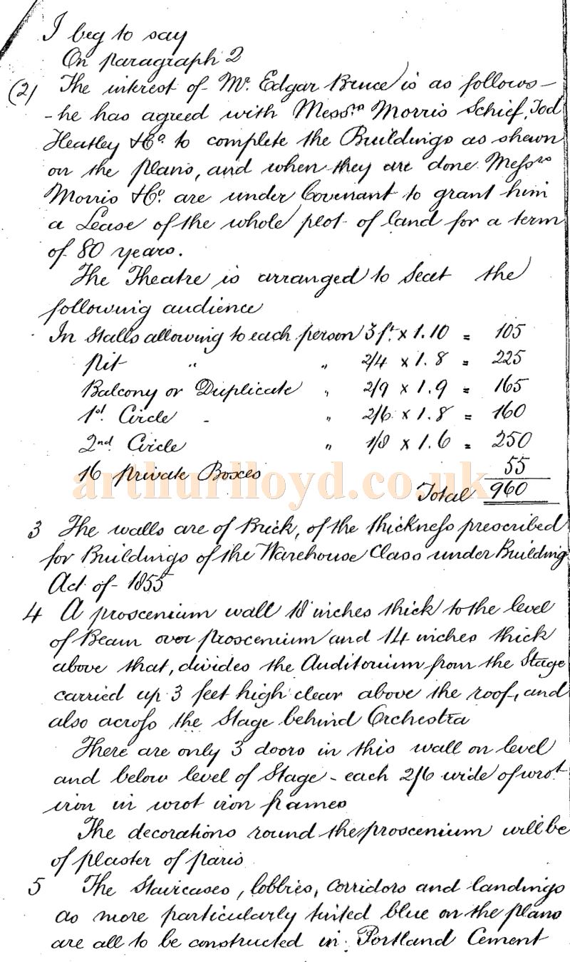 C. J. Phipps' handwritten planning application letter to the Metropolitan Board of Works, 11th January 1883 concerning the Prince's Theatre, Coventry Street, London - Courtesy David Spink and Roger Fox. C. J. Phipps' handwritten planning application letter to the Metropolitan Board of Works, 11th January 1883 concerning the Prince's Theatre, Coventry Street, London - Courtesy David Spink and Roger Fox.