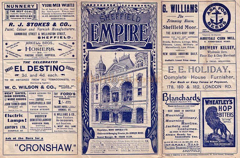 A Variety Programme for the Sheffield Empire in September 1911