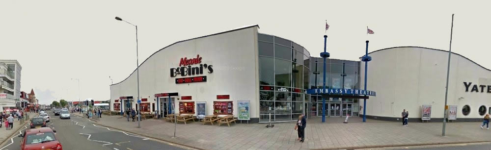 A Google StreetView Image showing the Embassy Centre and Embassy Theatre, Skegness in July 2016 - Click to Interact. A Google StreetView Image showing the Embassy Centre and Embassy Theatre, Skegness in July 2016 - Click to Interact.