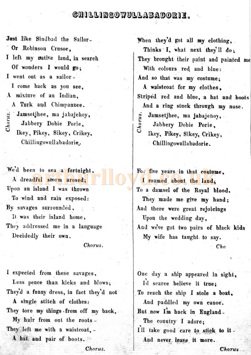 Arthur Lloyd's 'Chillingowullabadorie' - Courtesy Colin McIntyre