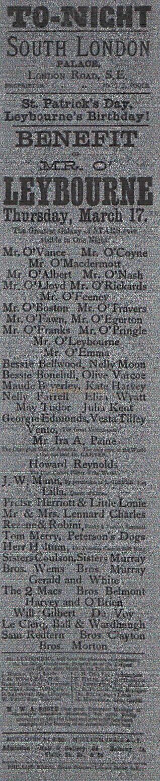 A South London Palace Bill with Arthur Lloyd for March 17th 1878