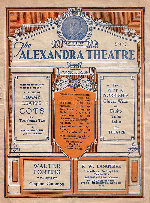 Programme for Boys Will Be Boys' at the Alexandra Theatre, Stoke Newington