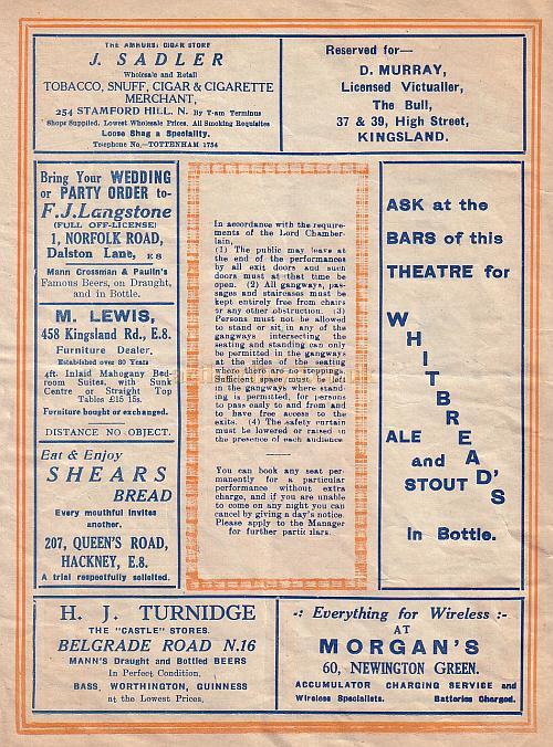 Programme for Boys Will Be Boys' at the Alexandra Theatre, Stoke Newington