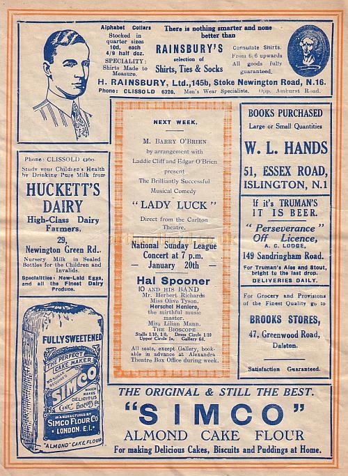 Programme for Boys Will Be Boys' at the Alexandra Theatre, Stoke Newington