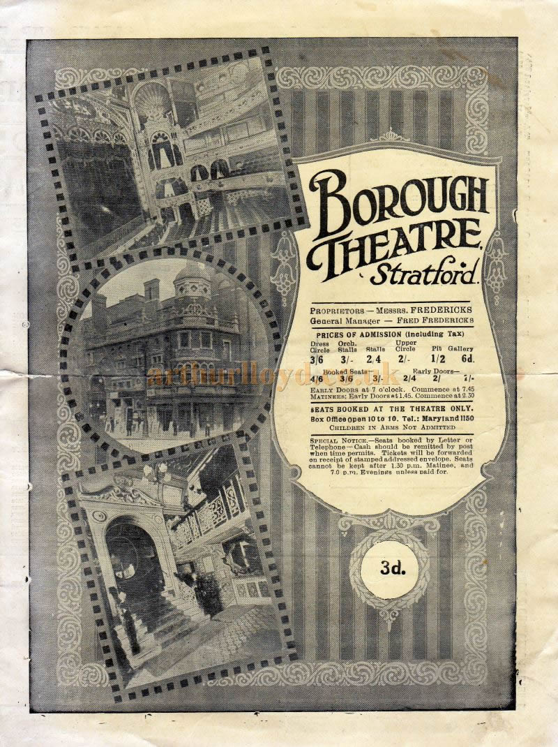 A Programme for 'Hamlet' and 'The School For Scandal' at the Borough Theatre, Stratford East on February 26th / 27th 1925