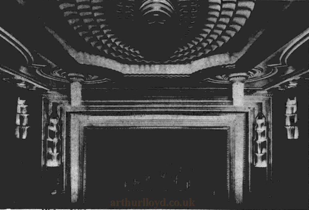 The Auditorium of the Gaumont Palace Theatre, Taunton showing the ceiling and proscenium decorations - From the Kinematograph Weekly, 21st of July, 1932.