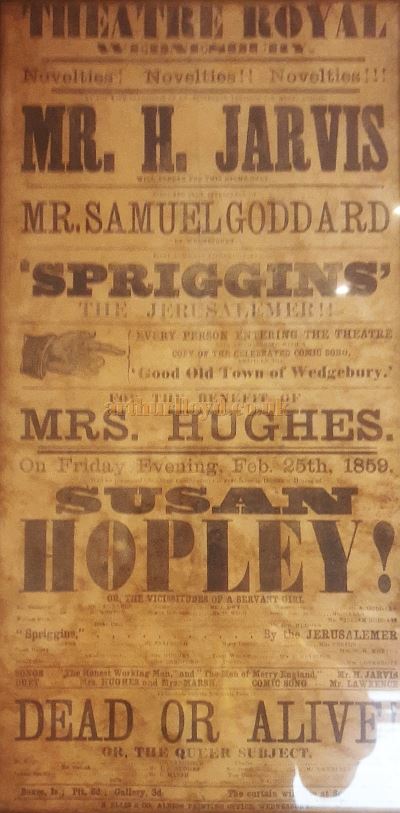 A Poster for the first Theatre Royal, Wednesbury in February 1859 - Courtesy David Millward.