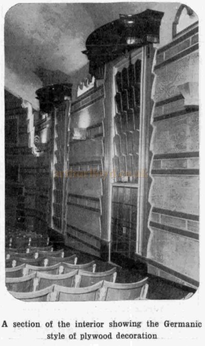 A Section of the Auditorium of the Welwyn Garden City Theatre when it first opened in 1927 - From The Bioscope, 2nd of February 1928.