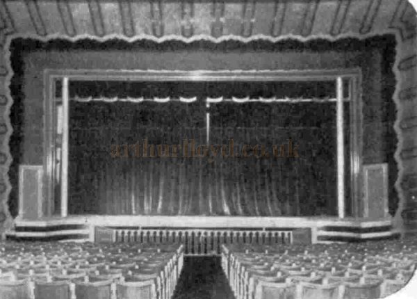 The Auditorium and Stage of the Welwyn Garden City Theatre when it first opened in 1927 - From The Bioscope, 2nd of February 1928.