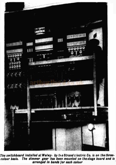 The Lighting Switchboard Installed at the Welwyn Garden City Theatre - From the Kinematograph Weekly, 9th of February 1928.
