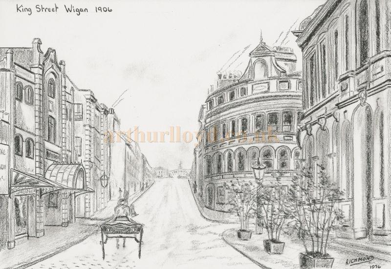 A Sketch depicting King Street, Wigan in 1906 - Courtesy George Richmond