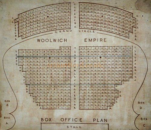 A 1950s Box Office Plan for the Woolwich Empire - Courtesy John Earl.