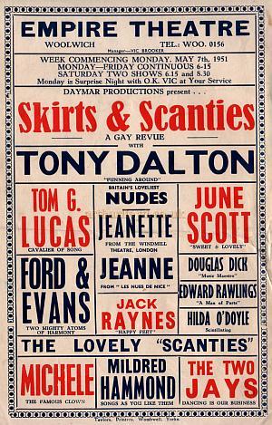 Leaflet advertising the Daymar production of 'Skirts & Scanties' at the Woolwich Empire in 1951 Courtesy John Earl. 