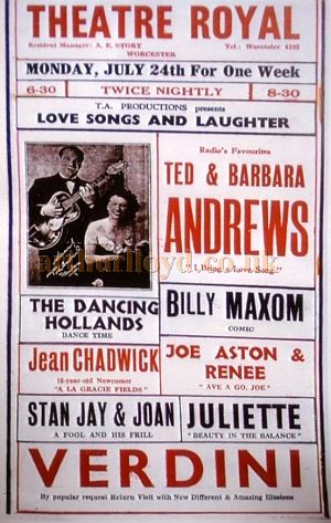 A Variety Poster for the Theatre Royal, Worcester - Courtesy Roy Cross.